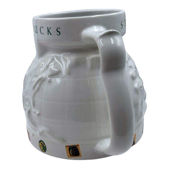 Vintage 1997 Starbucks Mug AROUND THE WORLD Embossed Ceramic Globe Lid Travel - Picture 5 of 16